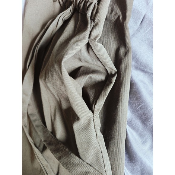 ZARA Trafaluc Small Olive Green Mini Shift Dress Cinch Tie Waist - Picture 11 of 11